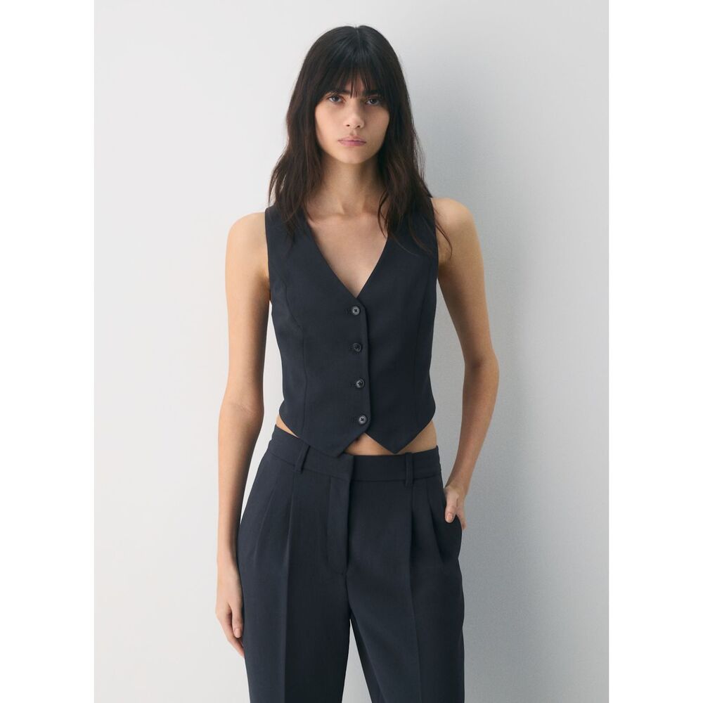 Aritzia Wilfred Pacino Black Tailored Button Up Vest Size 8